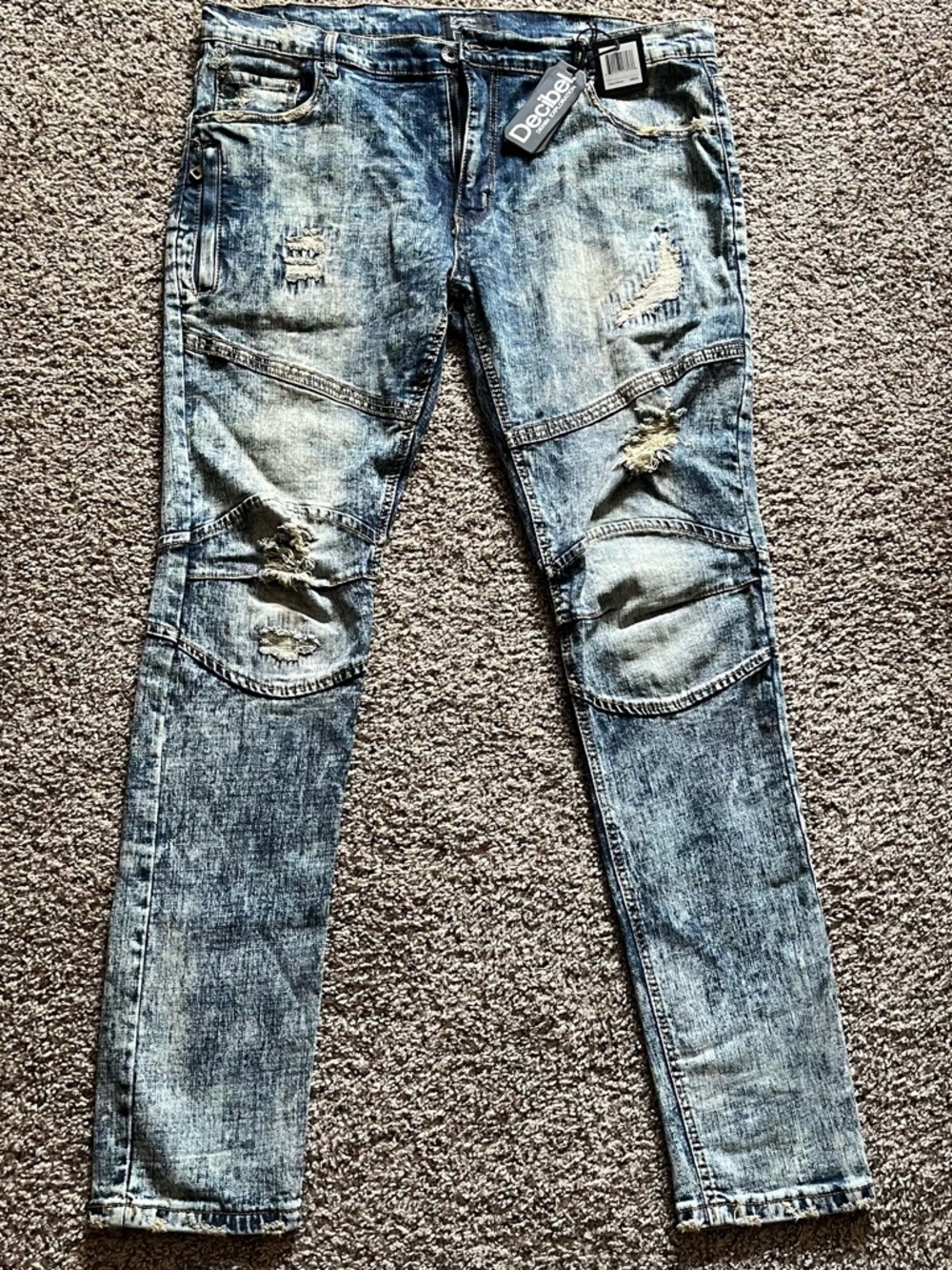 Decibel Distressed Men's Blue Denim Jeans W40 L34 NWT